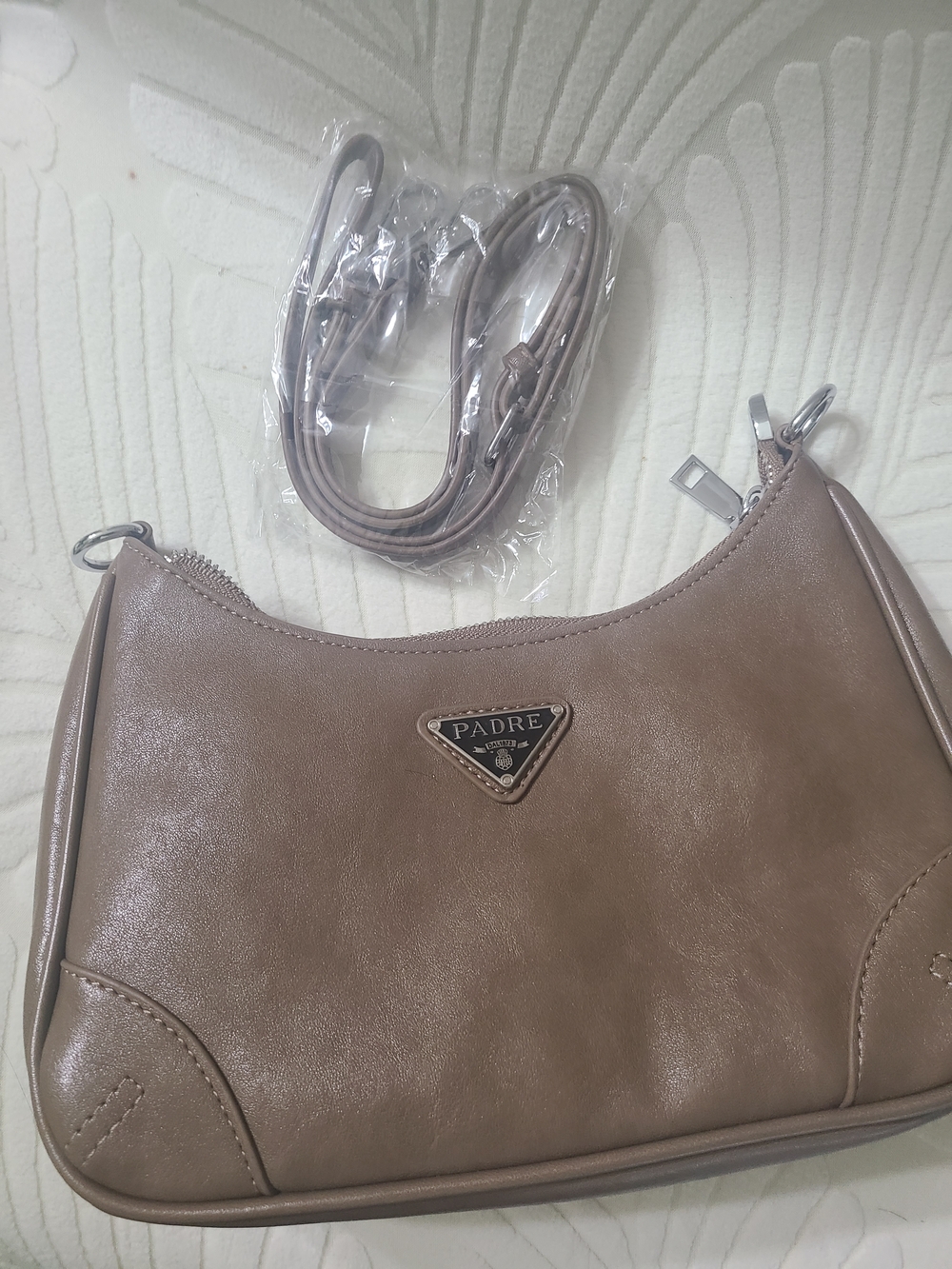 New Taupe brown Shoulder Crossbody Bag- soft leather